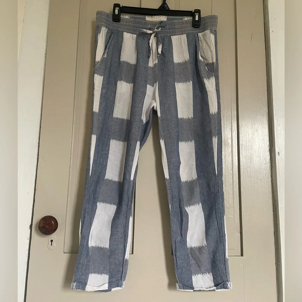 Current/Elliott Blue and White Ankle Cropped Pants - Picture 7 of 9